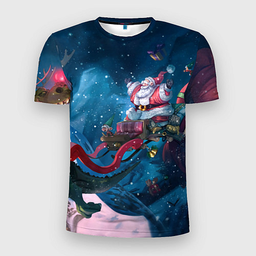 Мужская спорт-футболка Санта с динозавром / 3D-принт – фото 1