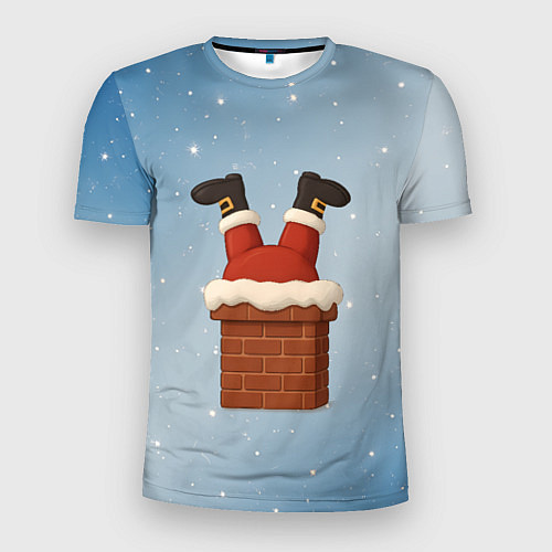Мужская спорт-футболка Санта торчит из трубы / 3D-принт – фото 1