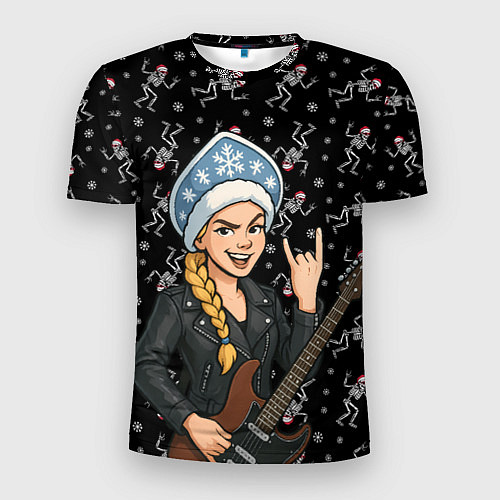 Мужская спорт-футболка Снегурочка с гитарой - Рок / 3D-принт – фото 1