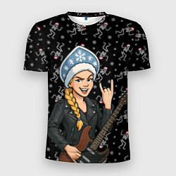 Мужская спорт-футболка Снегурочка с гитарой - Рок