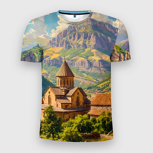 Мужская спорт-футболка Горный покой: храм среди облаков / 3D-принт – фото 1