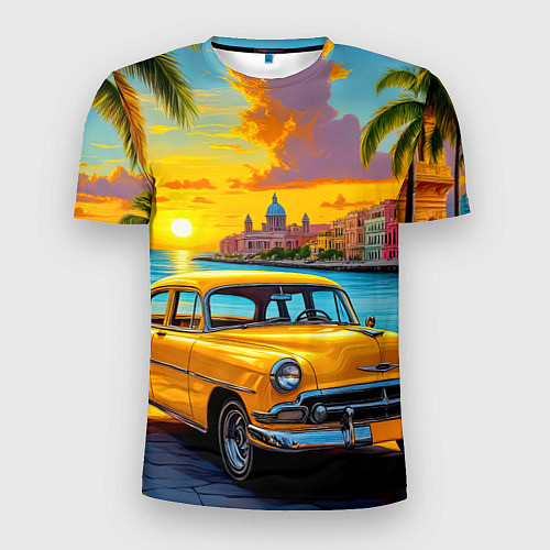 Мужская спорт-футболка Золотой закат над набережной / 3D-принт – фото 1