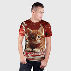 Футболка спортивная мужская Рыжий Новогодний котенок, цвет: 3D-принт — фото 2