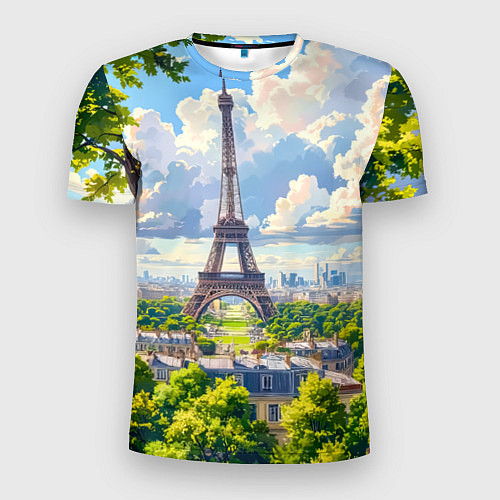Мужская спорт-футболка Эйфелева башня в сердце Парижа / 3D-принт – фото 1