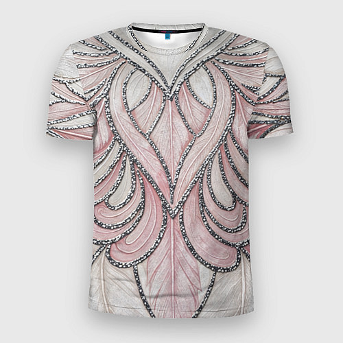 Мужская спорт-футболка Нежно розовый орнамент из перьев / 3D-принт – фото 1