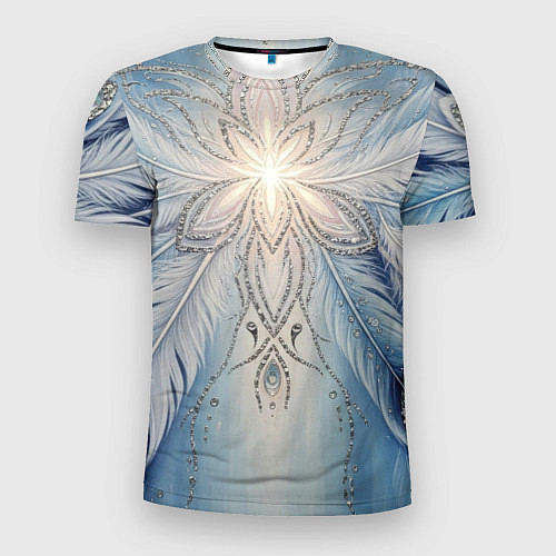 Мужская спорт-футболка Ледяной перьевой орнамент со светом / 3D-принт – фото 1