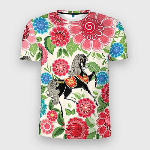Мужская спорт-футболка Роспись с лошадью / 3D-принт – фото 1