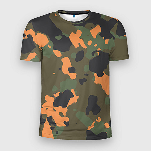 Мужская спорт-футболка Камуфляж: хаки/оранжевый / 3D-принт – фото 1