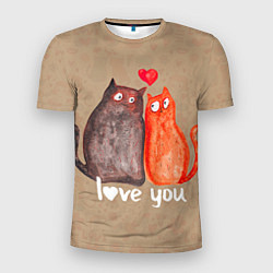 Мужская спорт-футболка Влюбленные котики