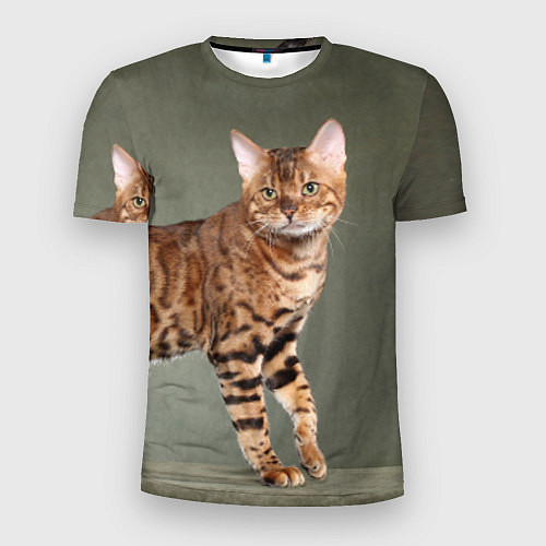 Мужская спорт-футболка Бенгальский кот / 3D-принт – фото 1