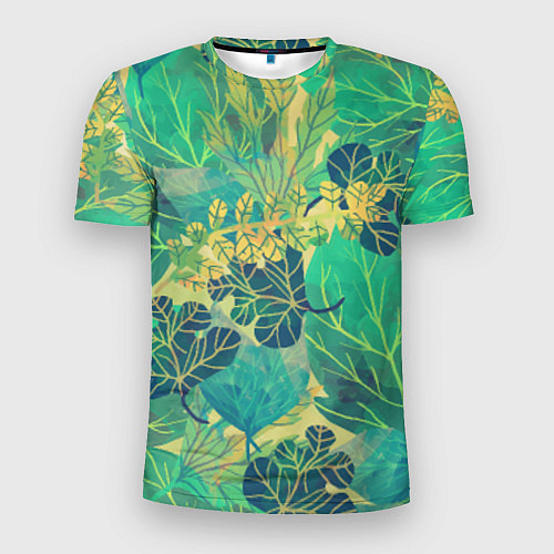 Мужская спорт-футболка Узор из листьев / 3D-принт – фото 1