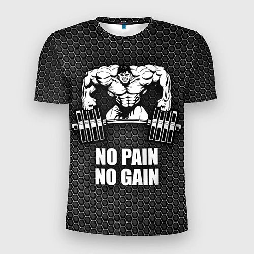 Мужская спорт-футболка No pain, no gain / 3D-принт – фото 1
