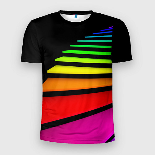 Мужская спорт-футболка Радужная лестница / 3D-принт – фото 1