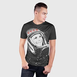 Футболка спортивная мужская Гагарин в космосе, цвет: 3D-принт — фото 2