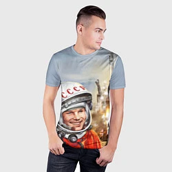 Футболка спортивная мужская Гагарин взлетает, цвет: 3D-принт — фото 2