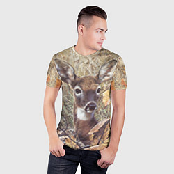 Футболка спортивная мужская Оленёнок в осеннем лесу, цвет: 3D-принт — фото 2