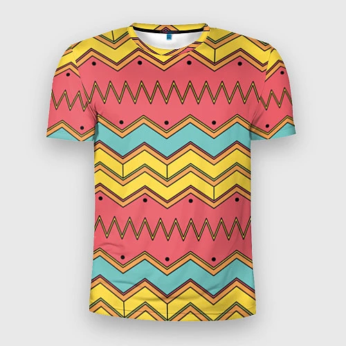 Мужская спорт-футболка Цветные зигзаги / 3D-принт – фото 1