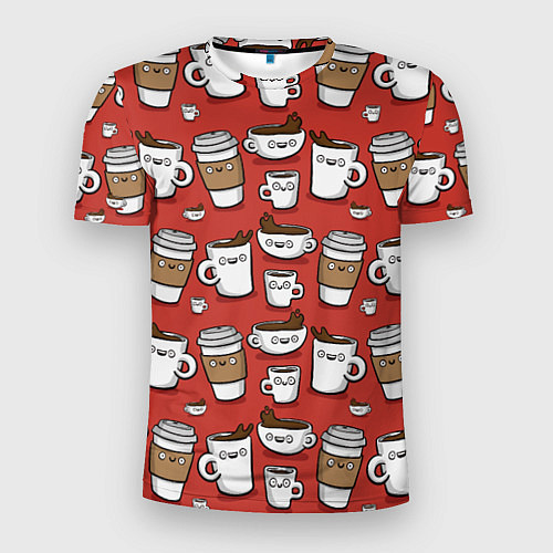 Мужская спорт-футболка Веселые чашки кофе / 3D-принт – фото 1