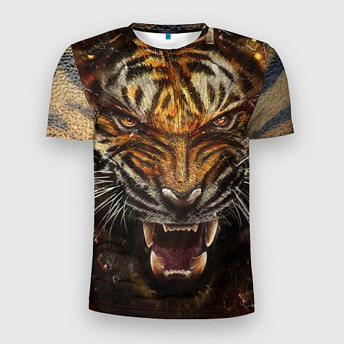 Мужская спорт-футболка Злобный тигр / 3D-принт – фото 1