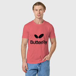 Футболка хлопковая мужская Butterfly Logo, цвет: коралловый — фото 2