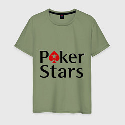 Футболка хлопковая мужская Poker Stars, цвет: авокадо