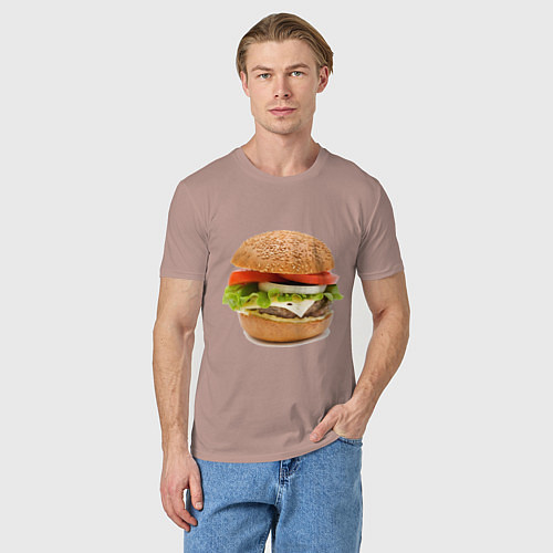 Мужская футболка Гамбургер / Пыльно-розовый – фото 3