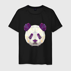 Футболка хлопковая мужская Полигональная панда, цвет: черный