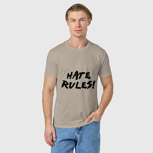 Мужская футболка Hate rules / Миндальный – фото 3