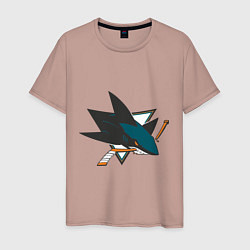 Футболка хлопковая мужская San Jose Sharks, цвет: пыльно-розовый