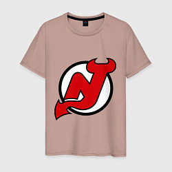 Футболка хлопковая мужская New Jersey Devils, цвет: пыльно-розовый