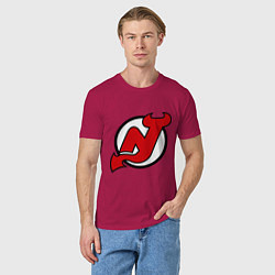 Футболка хлопковая мужская New Jersey Devils, цвет: маджента — фото 2