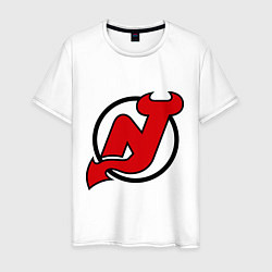 Футболка хлопковая мужская New Jersey Devils, цвет: белый