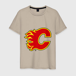 Футболка хлопковая мужская Calgary Flames, цвет: миндальный