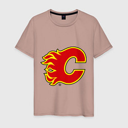 Футболка хлопковая мужская Calgary Flames, цвет: пыльно-розовый