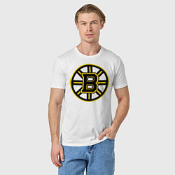 Футболка хлопковая мужская Boston Bruins, цвет: белый — фото 2