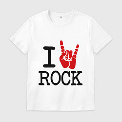 Футболка хлопковая мужская I love rock, цвет: белый