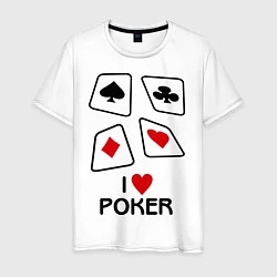 Футболка хлопковая мужская I love poker, цвет: белый