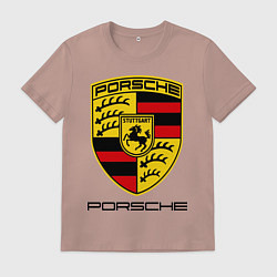 Футболка хлопковая мужская Porsche Stuttgart, цвет: пыльно-розовый