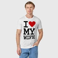 Футболка хлопковая мужская I love my wife, цвет: белый — фото 2