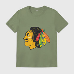 Футболка хлопковая мужская Chicago Blackhawks, цвет: авокадо