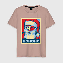 Футболка хлопковая мужская Santa HOHOHO, цвет: пыльно-розовый