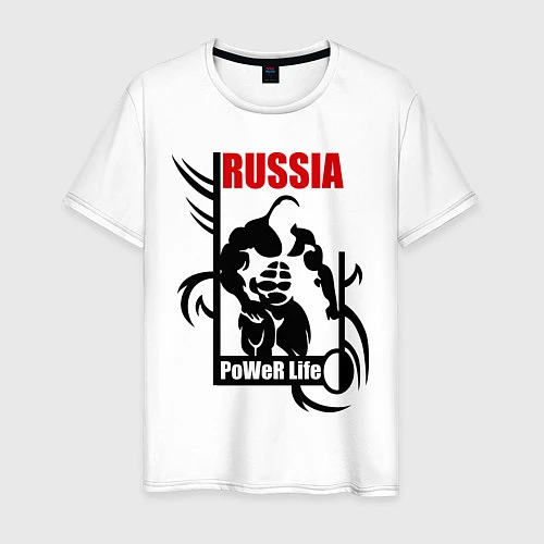 Мужская футболка Russia: Power life / Белый – фото 1