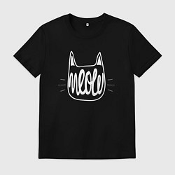 Футболка хлопковая мужская Meow, цвет: черный
