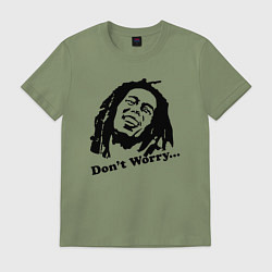 Футболка хлопковая мужская Bob Marley: Don't worry, цвет: авокадо