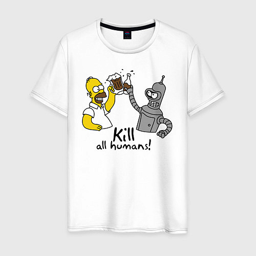 Мужская футболка Kill all humans / Белый – фото 1