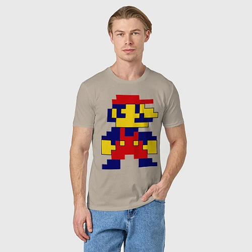 Мужская футболка Pixel Mario / Миндальный – фото 3