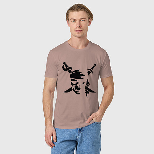 Мужская футболка Пиратский знак / Пыльно-розовый – фото 3
