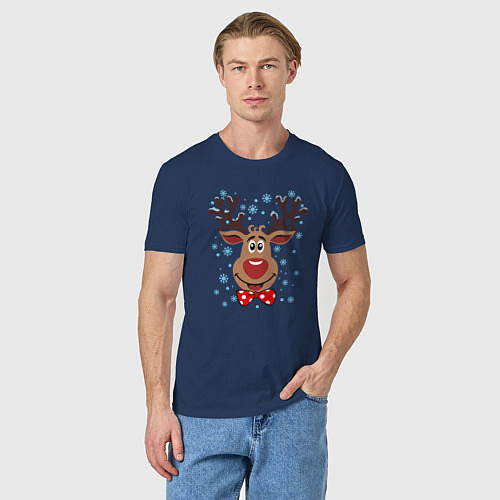 Мужская футболка Рождественский олень / Тёмно-синий – фото 3