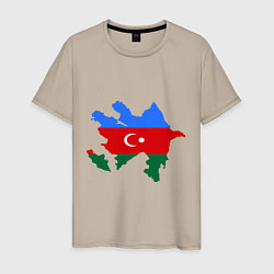 Футболка хлопковая мужская Azerbaijan map, цвет: миндальный