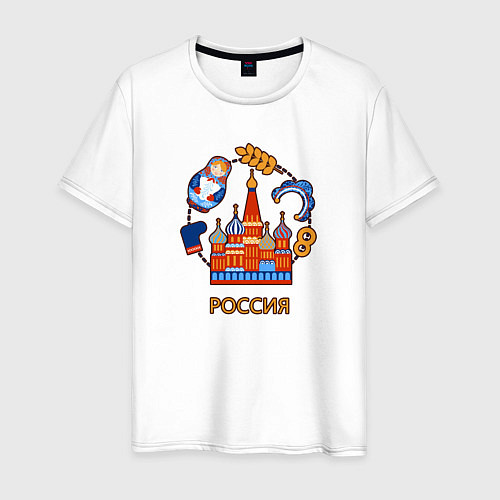 Мужская футболка Россия: матрешка, да валенки / Белый – фото 1